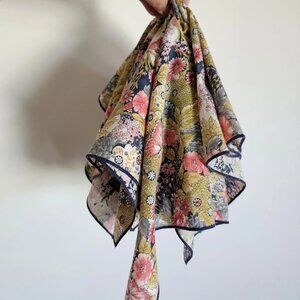 Set of 6 Japanese Butterfly Floral Handkerchiefs / Napkins